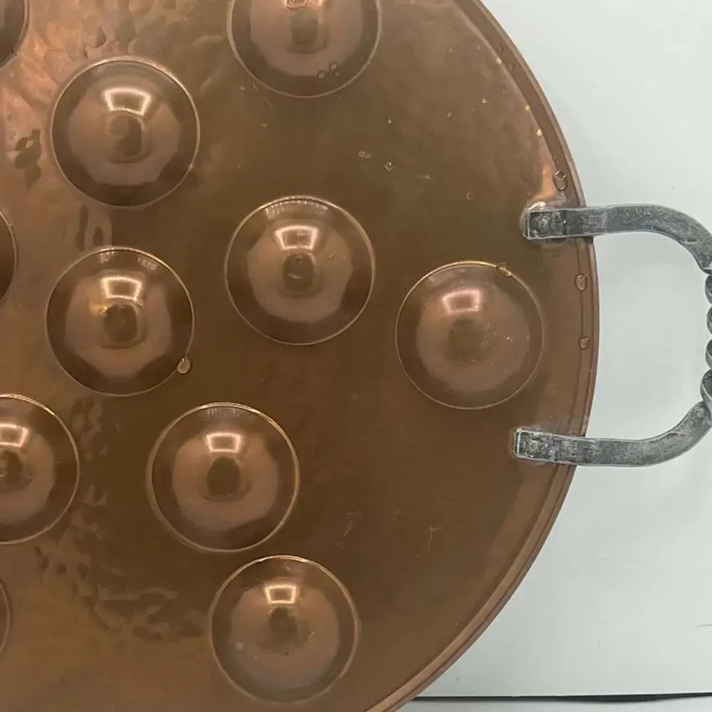 VTG 14” Round Copper Egg Poaching/Pastry Pan / Escargot Pan France
